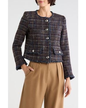 L'Agence Zaya Trim Tweed Jacket - Black