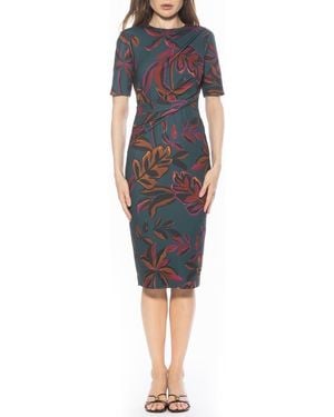 Alexia Admor Harper Short Sleeve Midi Sheath Dress - Blue
