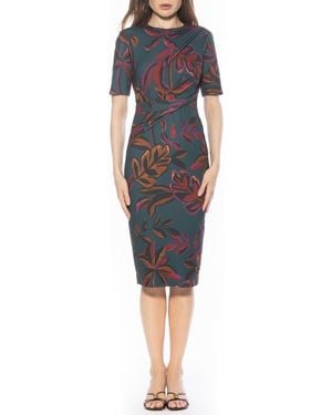 Alexia Admor Harper Short Sleeve Midi Sheath Dress - Blue