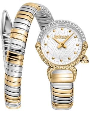 Just Cavalli Radiosa Snake Wraparound Bracelet Watch, 22Mm - Metallic