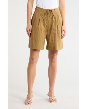 BOSS Tara Belted Stretch Cotton Shorts - Green