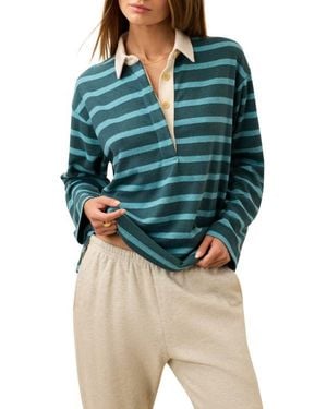 Faherty Legend Rugby Stripe Sweater - Blue