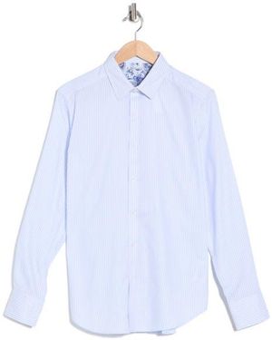 Robert Graham Washburn Stretch Cotton Button-Up Shirt - Blue