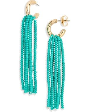 Leith Beaded Fringe Drop Earrings - Blue