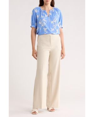 Nordstrom Rack Gathered Neck Puff Sleeve Top - Blue