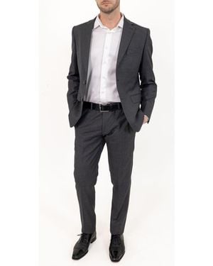 PINOPORTE Solid Stretch Wool Suit - Black