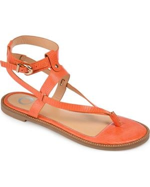 Journee Collection Tangie Snake Embossed Strappy Sandal - Orange