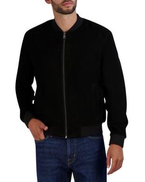 Cole Haan Suede Bomber Jacket - Black