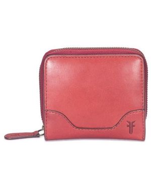 Frye Melissa Zip Around Leather Wallet - Red