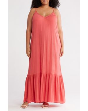 Melrose and Market Ruffle Hem Gauze Maxi Slipdress - Red