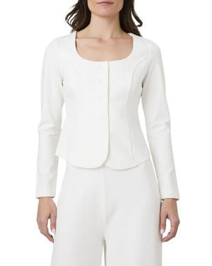 French Connection Square Neck Long Sleeve Ponte Top - White