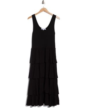 Ellen Tracy Twofer Tiered Midi Tank Dress - Black