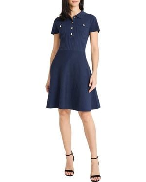Maggy London Fit & Flare Sweater Minidress - Blue