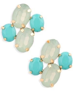 Cara Crystal Cluster Stud Earrings - Blue
