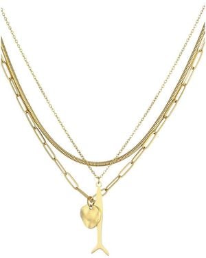 Adornia Set Of 3 Tarnish Resistant 18K Plated Chain & Pendant Necklaces - Metallic