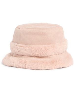 Steve Madden Reversible Faux Fut Bucket Hat - Pink