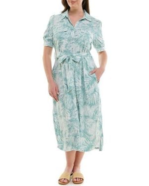 Nicole Miller Short Sleeve Shirtdress - Green