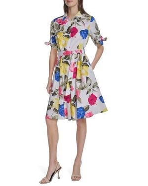 Calvin Klein Short Sleeve Cotton Shirtdress - Multicolor