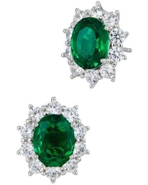 Savvy Cie Jewels Oval Cubic Zirconia Halo Stud Earrings - Green