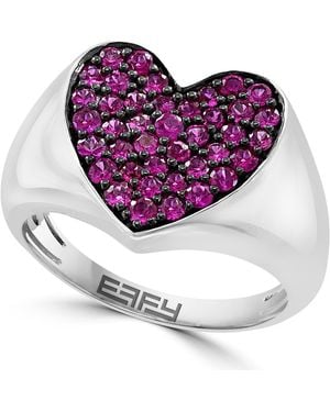 Effy Pavé Ruby Heart Ring - Purple