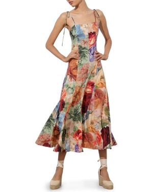 Alice + Olivia Jeanette Floral Panel Dress - Orange