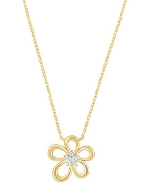 Effy 14K Plated Sterling Pavé Diamond Flower Pendant Necklace - Metallic