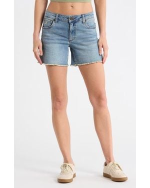 Kut From The Kloth Kity Frayed Denim Boyfriend Shorts - Blue