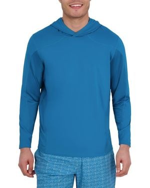 Spyder Textured Piecing Long Sleeve Hooded Rashguard - Blue