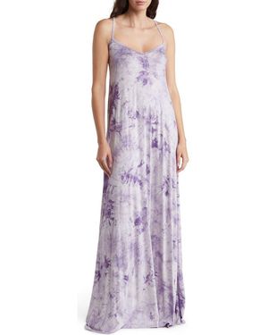 chinese dress ladies True Colors Tie-Dye Mesh Ruched Corset Maxi Dress Pink & Blue & Green / S