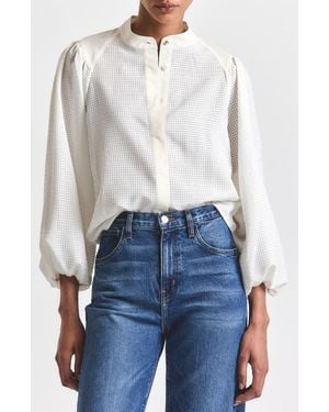 10 Crosby Derek Lam Dianna Mini Grid Georgette Button-Up Top - Blue