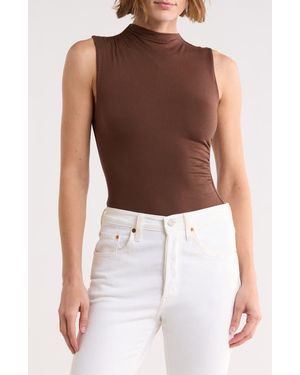 Blu Pepper Side Cinched Mock Neck Top - Brown