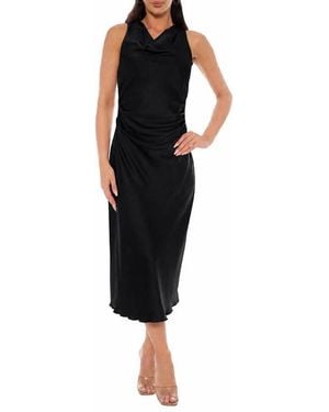 Bebe Crepe Satin Cowl Neck Midi Dress - Black