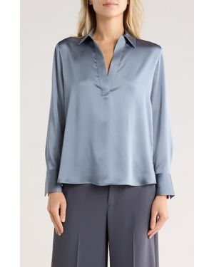 Vince Long Sleeve Satin Top - Blue