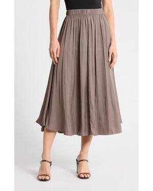 Tahari Pleated Midi Skirt - Brown