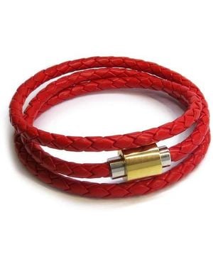 Liza Schwartz Triple Wrap Leather Bracelet - Red
