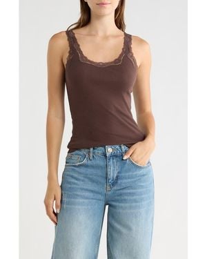 Leith Lace Trim Tank - Blue