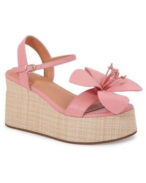 Ashley Kahen Tulip Ankle Strap Platform Wedge Sandal - Pink
