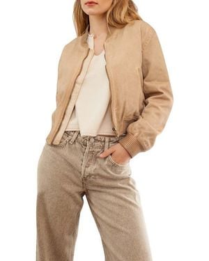 Blu Pepper Cotton Twill Bomber Jacket - Natural