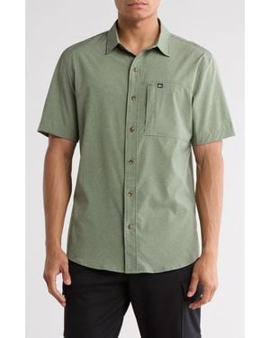 Quiksilver Beckham Short Sleeve Button-Up Shirt - Green