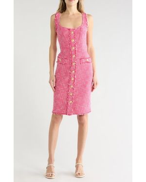 L'Agence Aya Sleeveless Tweed Midi Dress - Pink