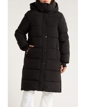 BCBGeneration Pillow 3/4 Hooded Longline Puffer Coat - Black