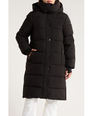 BCBGeneration Pillow 3/4 Hooded Longline Puffer Coat - Black