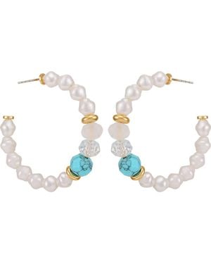 Guess Beaded & Faux Pearl Hoop Earrings - Multicolor