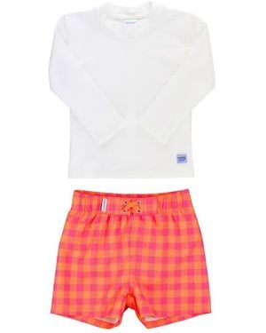 RuggedButts Sunset Sorbert Long Sleeve Two-Piece Rashguard Swimsuit - White