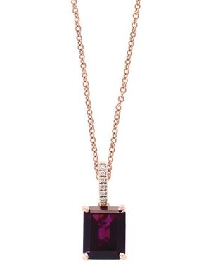 Effy 14K Rose Diamond & Rhodolite Garnet Pendant Necklace - Red