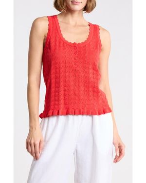 DR2 by Daniel Rainn U-Neck Pointelle Sweater Tank - Red