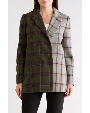 Hutch Meg Contrast Plaid Coat - Brown