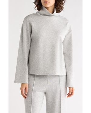 Nordstrom Rack Mock Neck Long Sleeve Scuba Knit Top - Gray