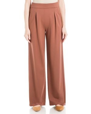 Max Studio Ponte Wide Leg Soft Pleat Pants - Red