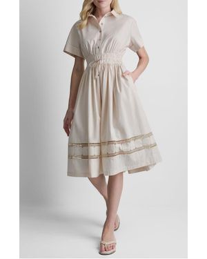 DKNY Ruched Lace Trim Shirtdress - Multicolor